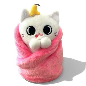 Uncute Purritos Plush Cat Wrapped in Pink Blanket